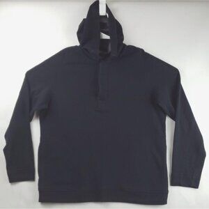 Wolsey Hoodie Mens Large Black Long Sleeve Cotton Concealed Button Regular Fit